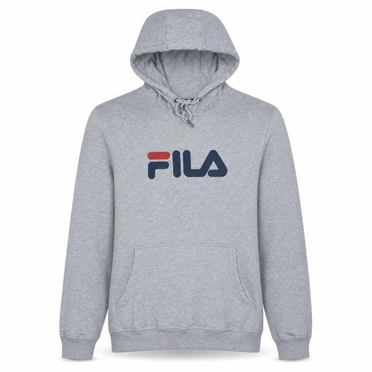 FILA Men's Grey Pullover Hoodie M Logo Sports Sweatshirt