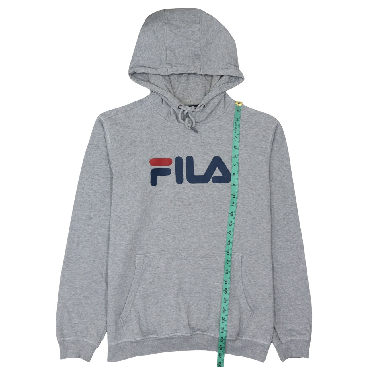 FILA Men's Grey Pullover Hoodie M Logo Sports Sweatshirt