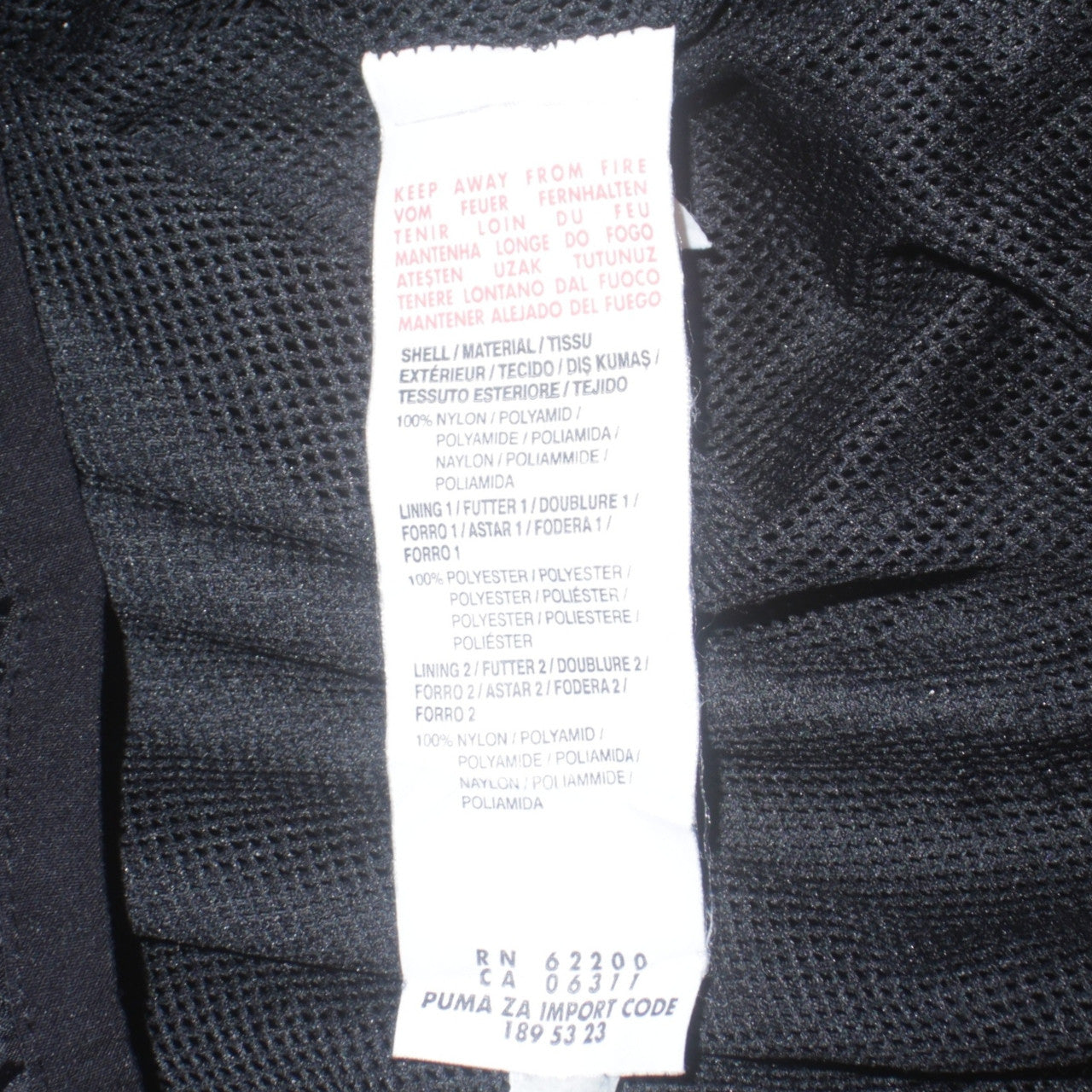 Puma Men's Black 34 Windbreaker Water Resistant Sports Jacket