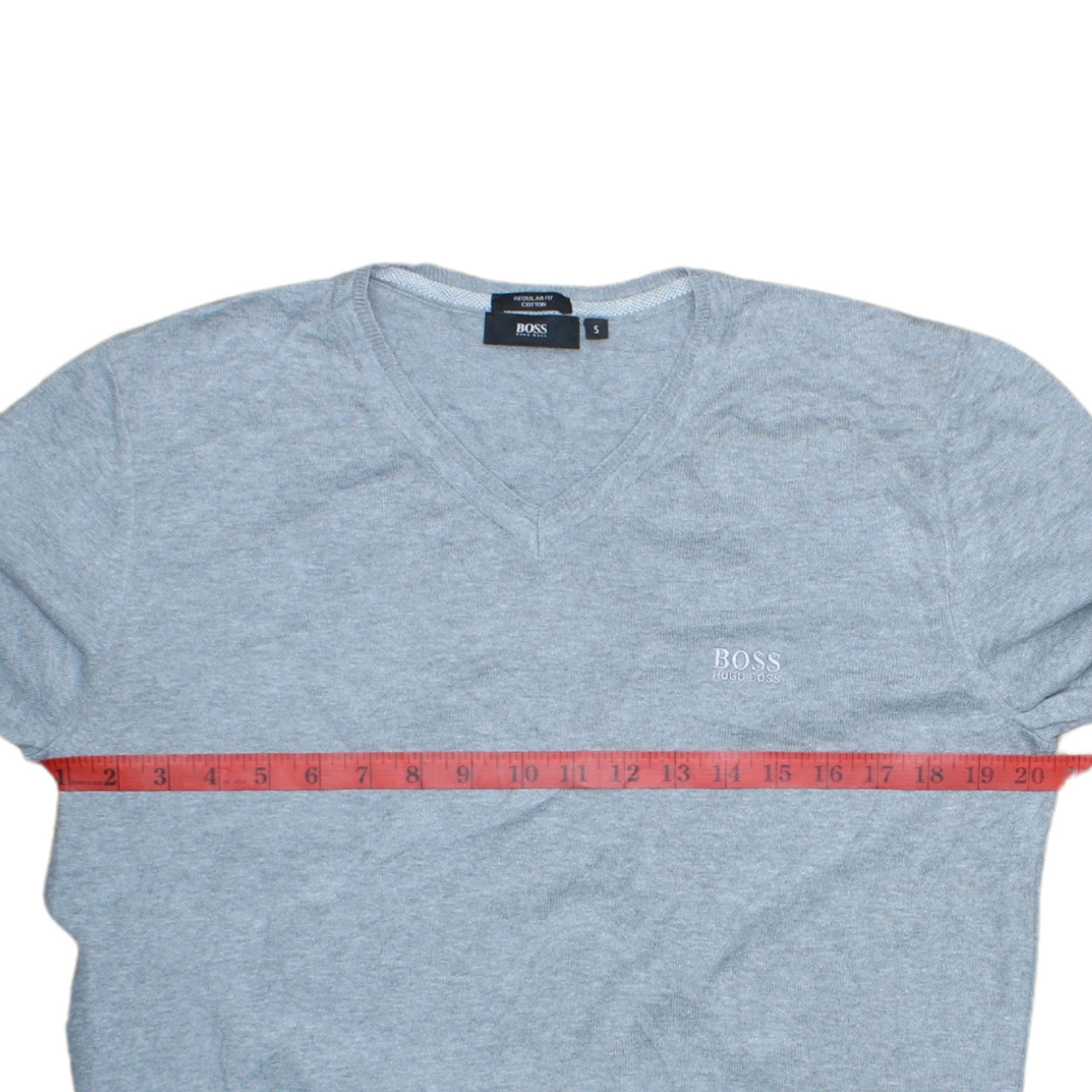 Hugo Boss Mens Grey Cotton V-Neck Regular Fit Sweatshirt Size S