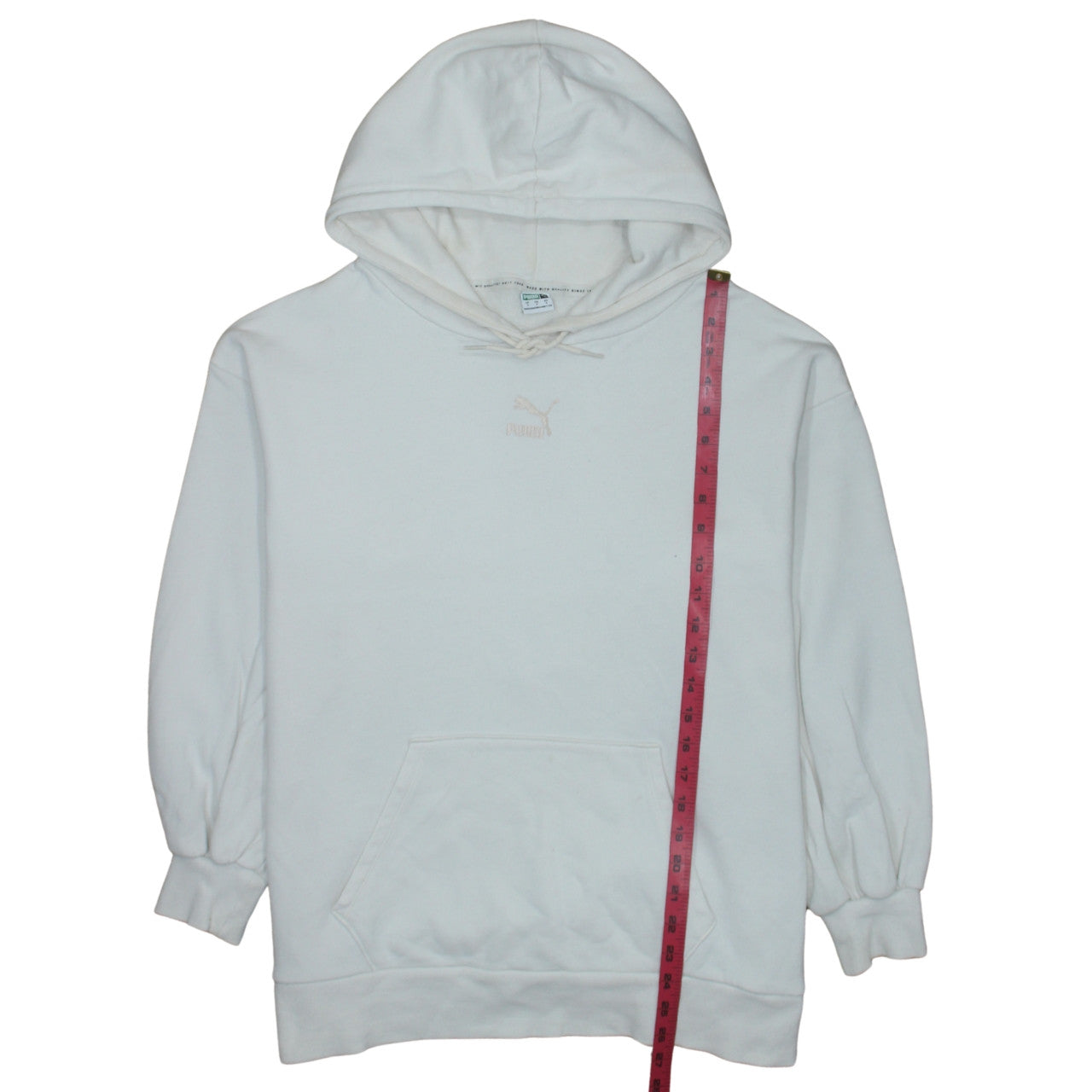 Puma Womens White Small Hooded Pullover Sweatshirt with Kangaroo Pocket