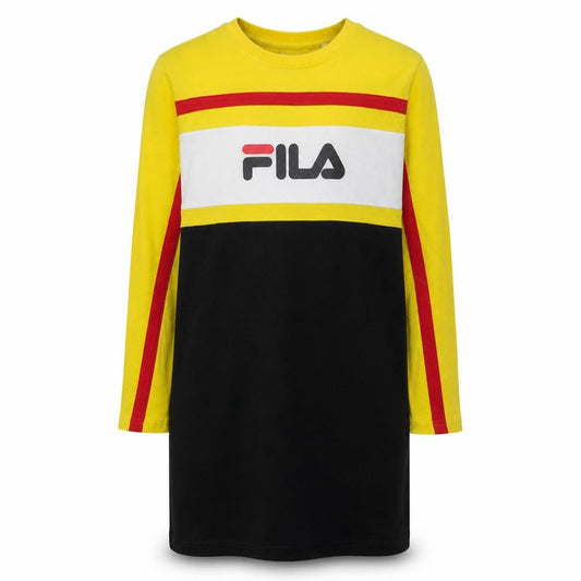 FILA Men's Yellow Black Colourblock Logo Sweatshirt S