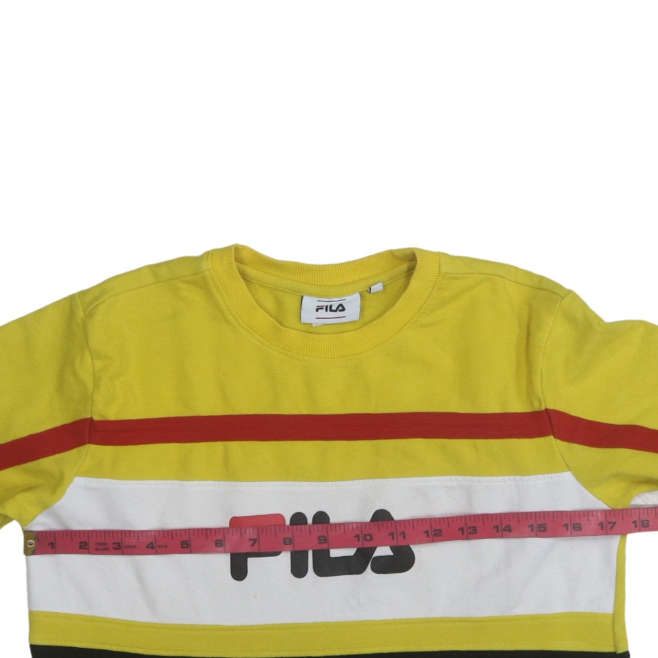 FILA Men's Yellow Black Colourblock Logo Sweatshirt S