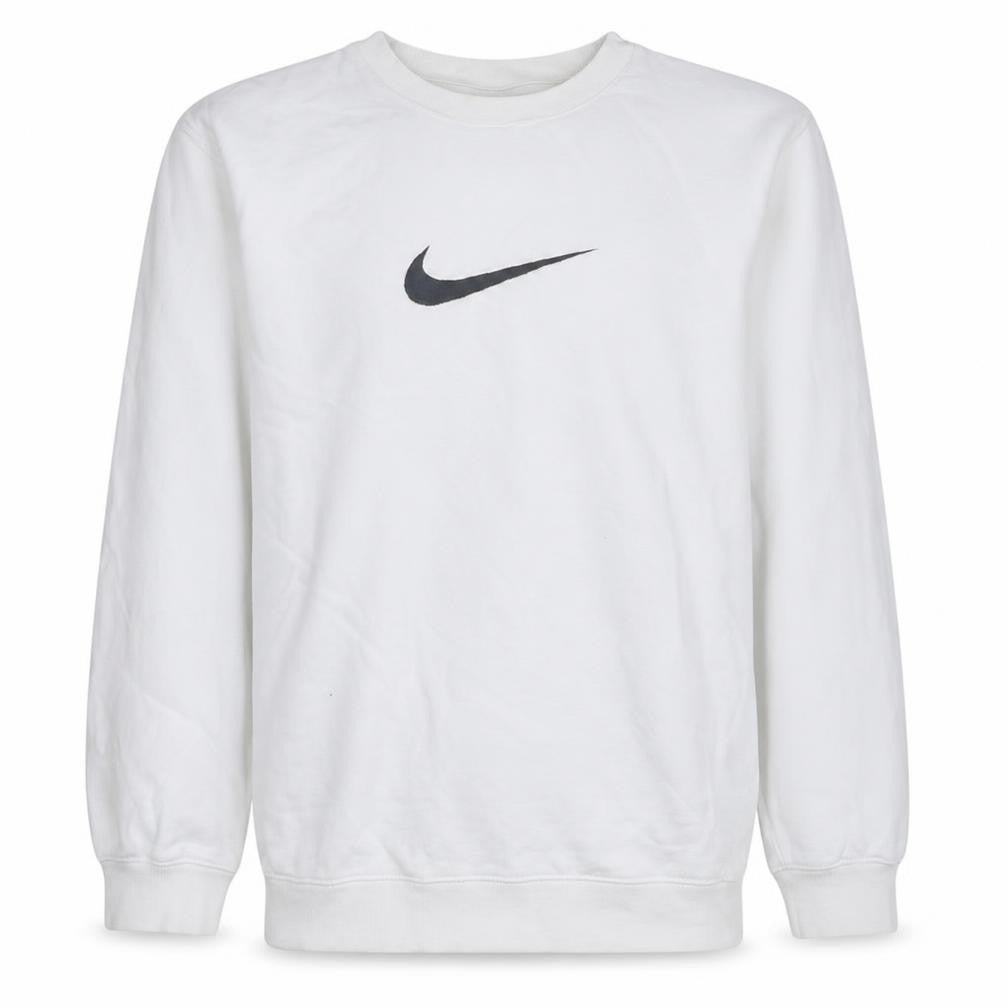 Nike Mens White Pullover Sweatshirt Swoosh Logo Fleece S