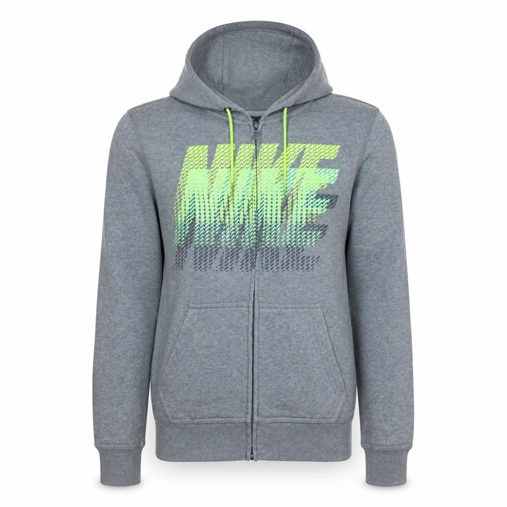Nike Men's Grey Full Zip Hoodie S Sports Logo Sweatshirt