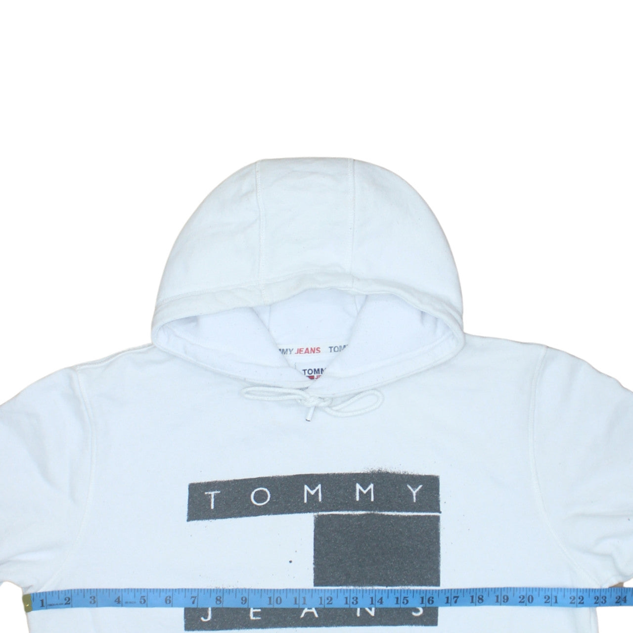 Tommy Jeans Men's White Pullover Hoodie L Logo Graphic Cotton