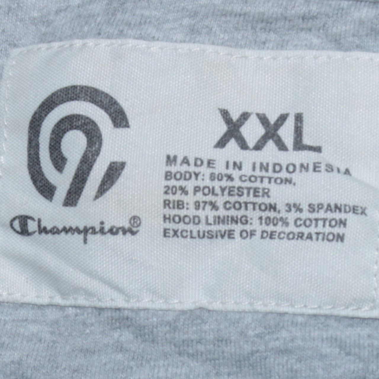 Champion Men's Grey 2XL Pullover Hoodie with Logo and Drawstring