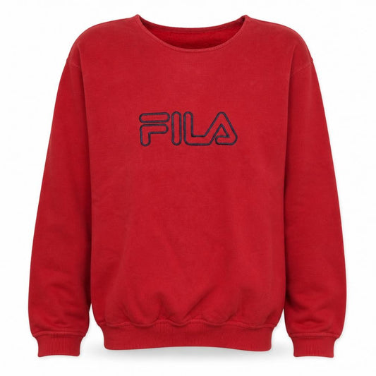 Fila Men's Red Pullover Sweatshirt Small Embroidered Logo Vintage