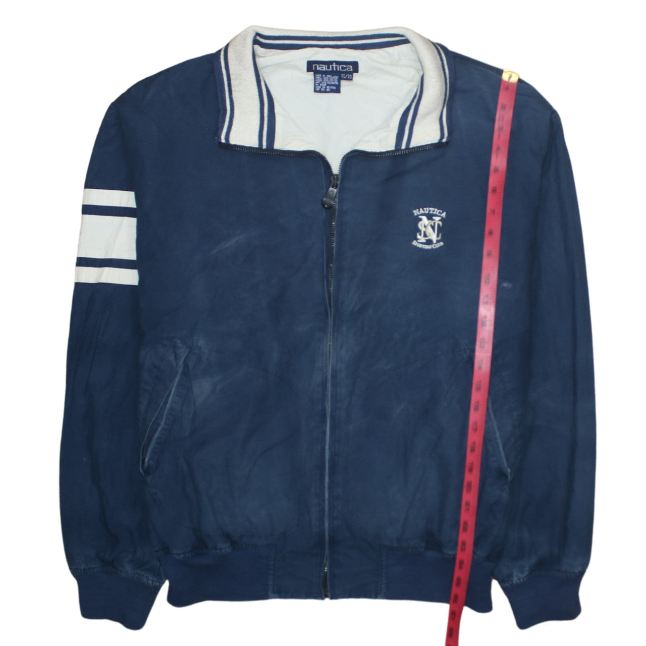 Nautica Men's Blue Cotton Bomber Jacket Size L Sporting Club