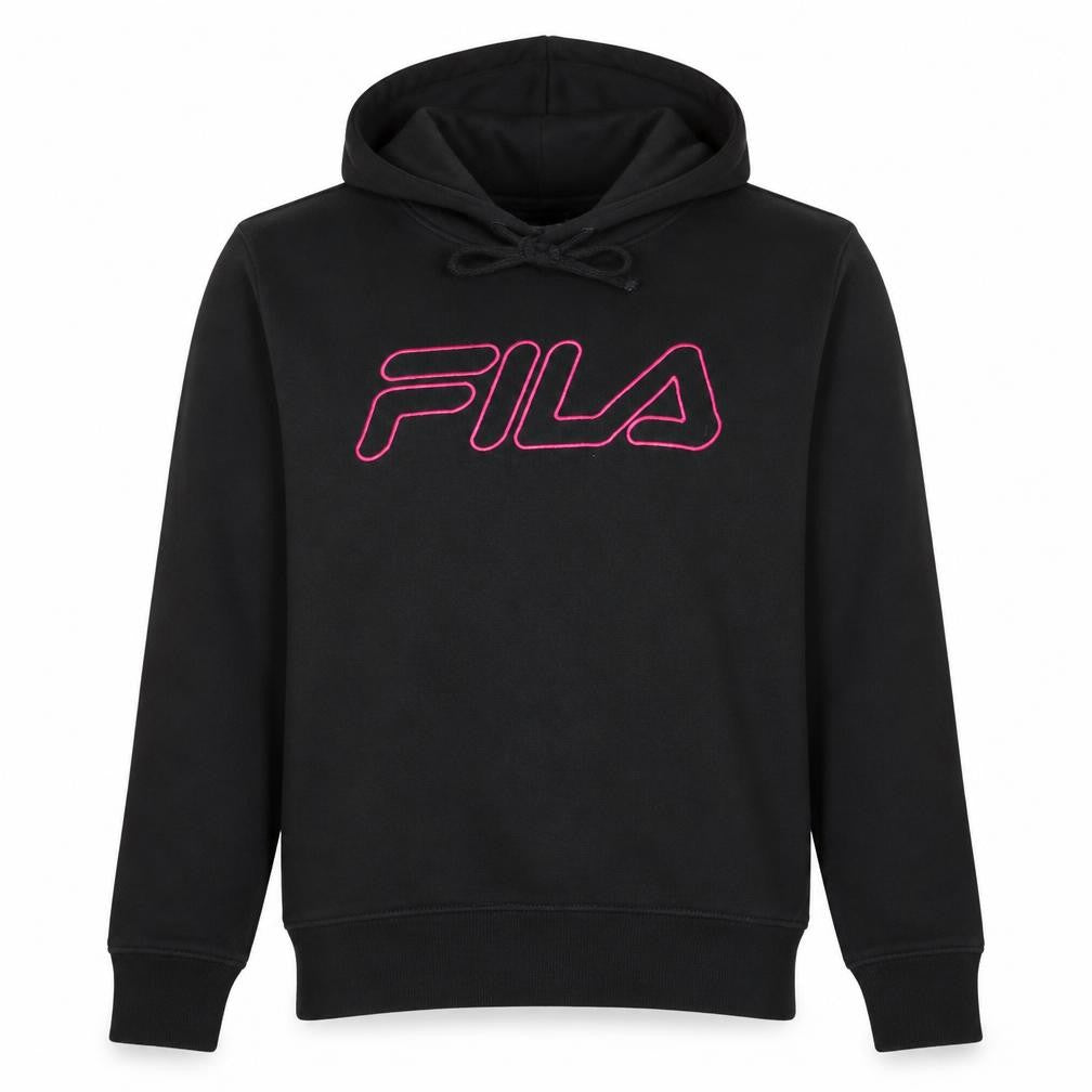 Fila Men's Black Pullover Hoodie M Logo Sports Fleece Sweatshirt