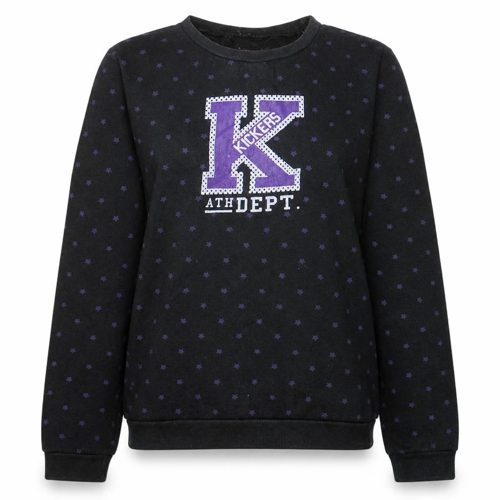Kickers Womens Black Purple Star Print Pullover Sweatshirt Size 18