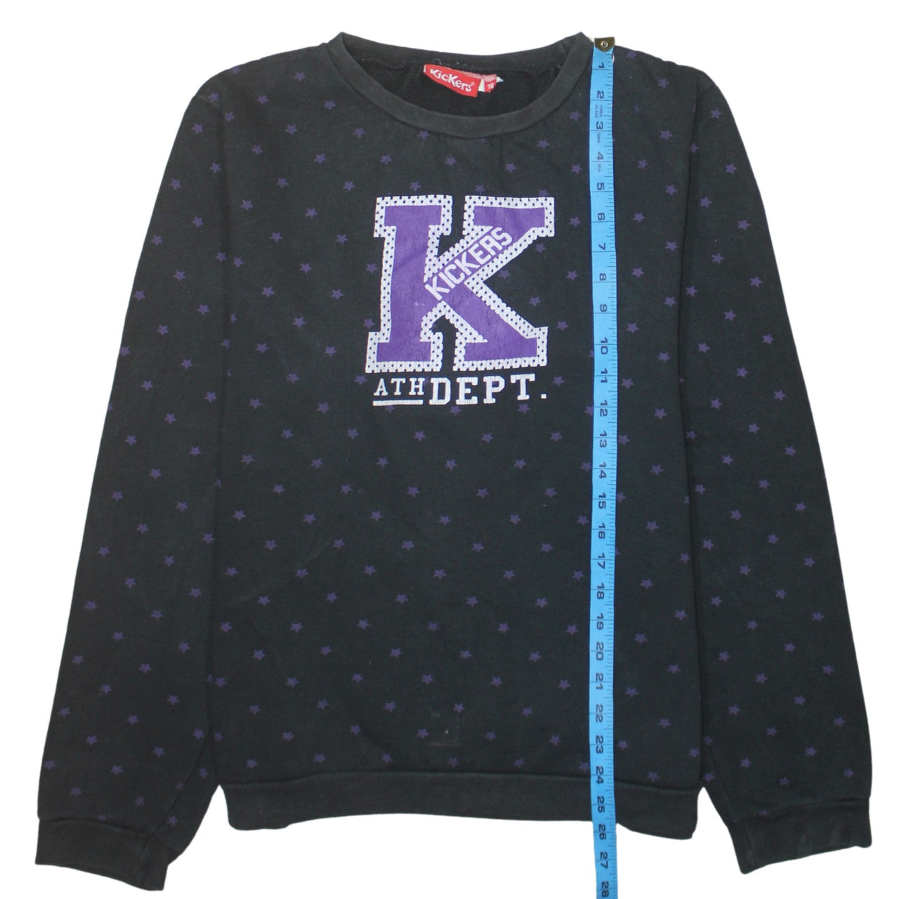 Kickers Womens Black Purple Star Print Pullover Sweatshirt Size 18