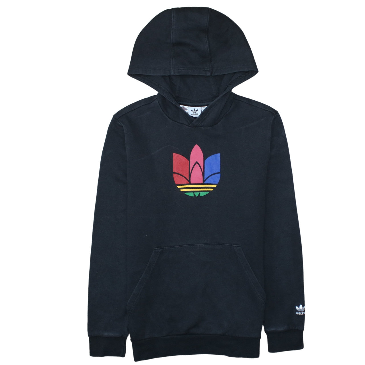 Adidas Boys Black Pullover Hoodie 14-15 Years Logo Print Sportswear