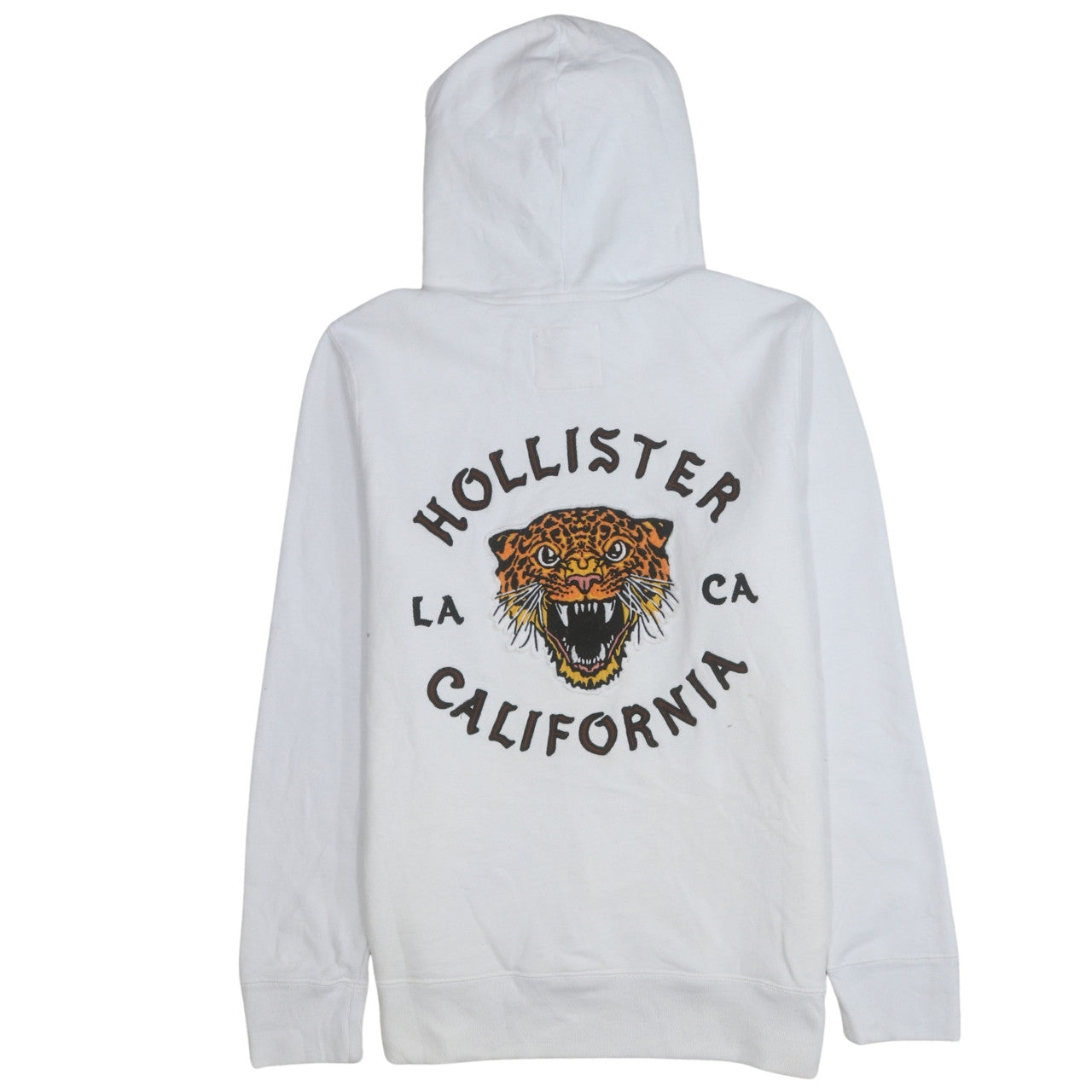 Hollister Men’s White Embroidered Tiger Pullover Hoodie XL