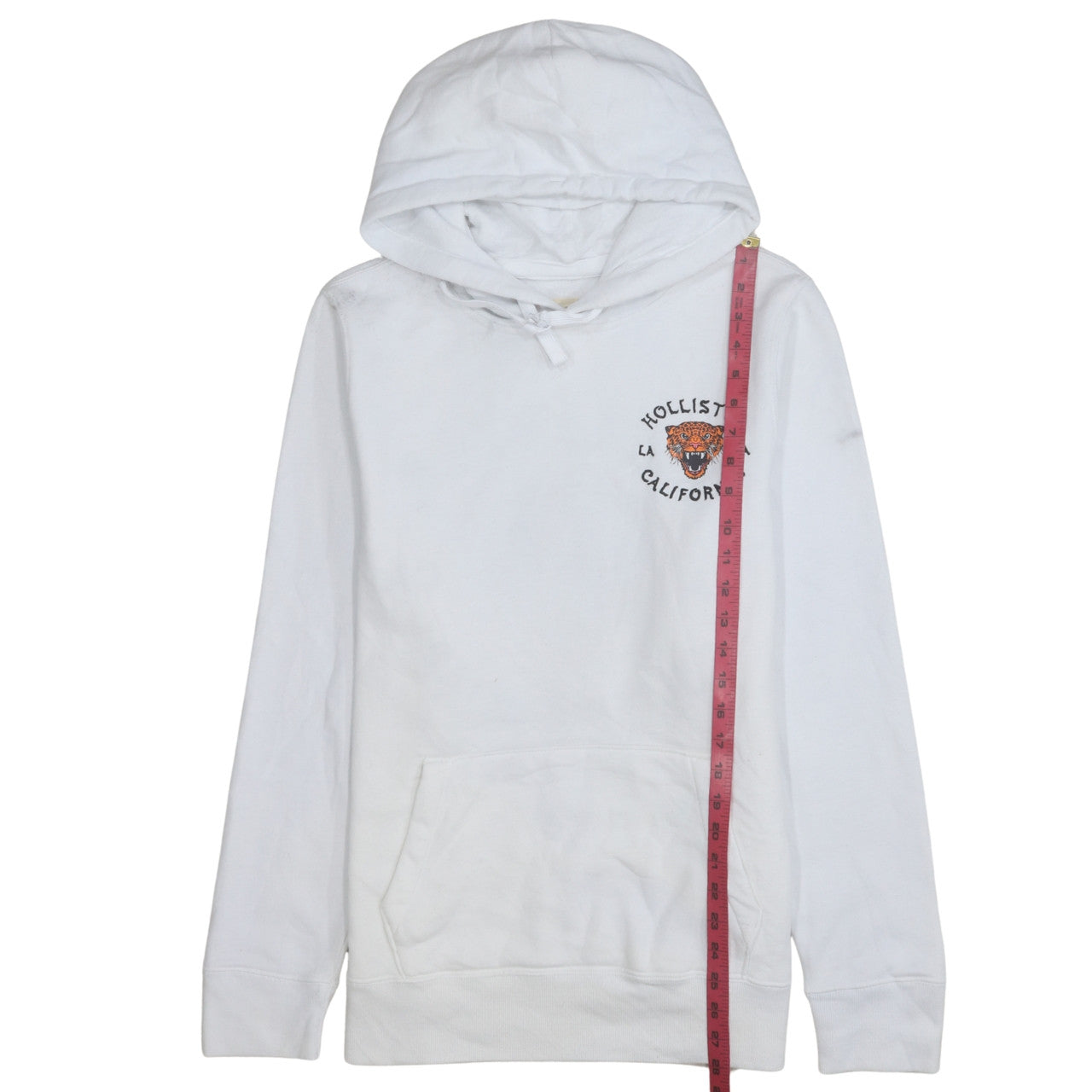 Hollister Men’s White Embroidered Tiger Pullover Hoodie XL