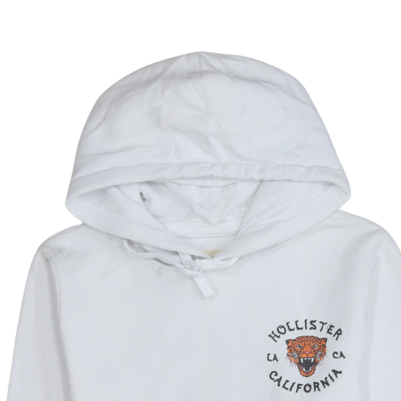 Hollister Men’s White Embroidered Tiger Pullover Hoodie XL