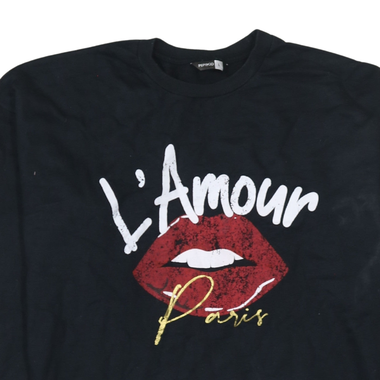Pep & Co Women Black L'Amour Paris Pullover Sweatshirt L