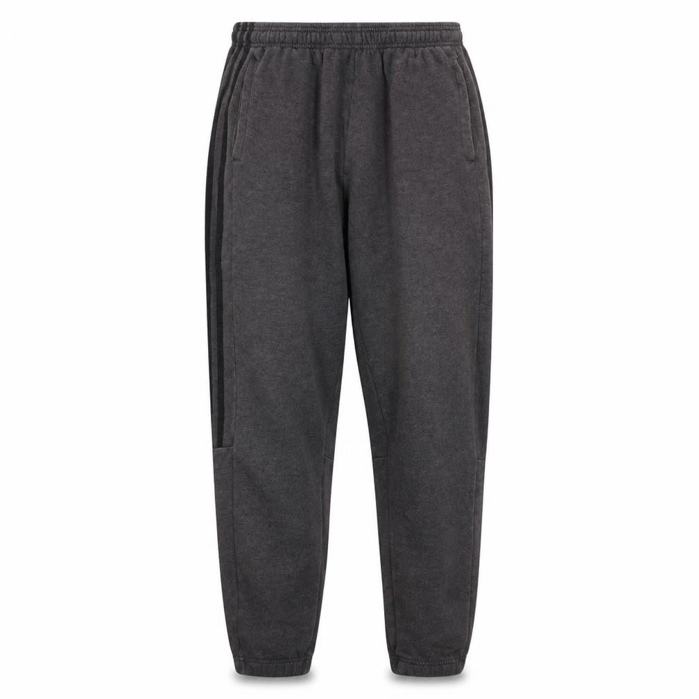 Front view of Adidas Men's Black L Fleece Jogger Sweatpants with Side Stripes