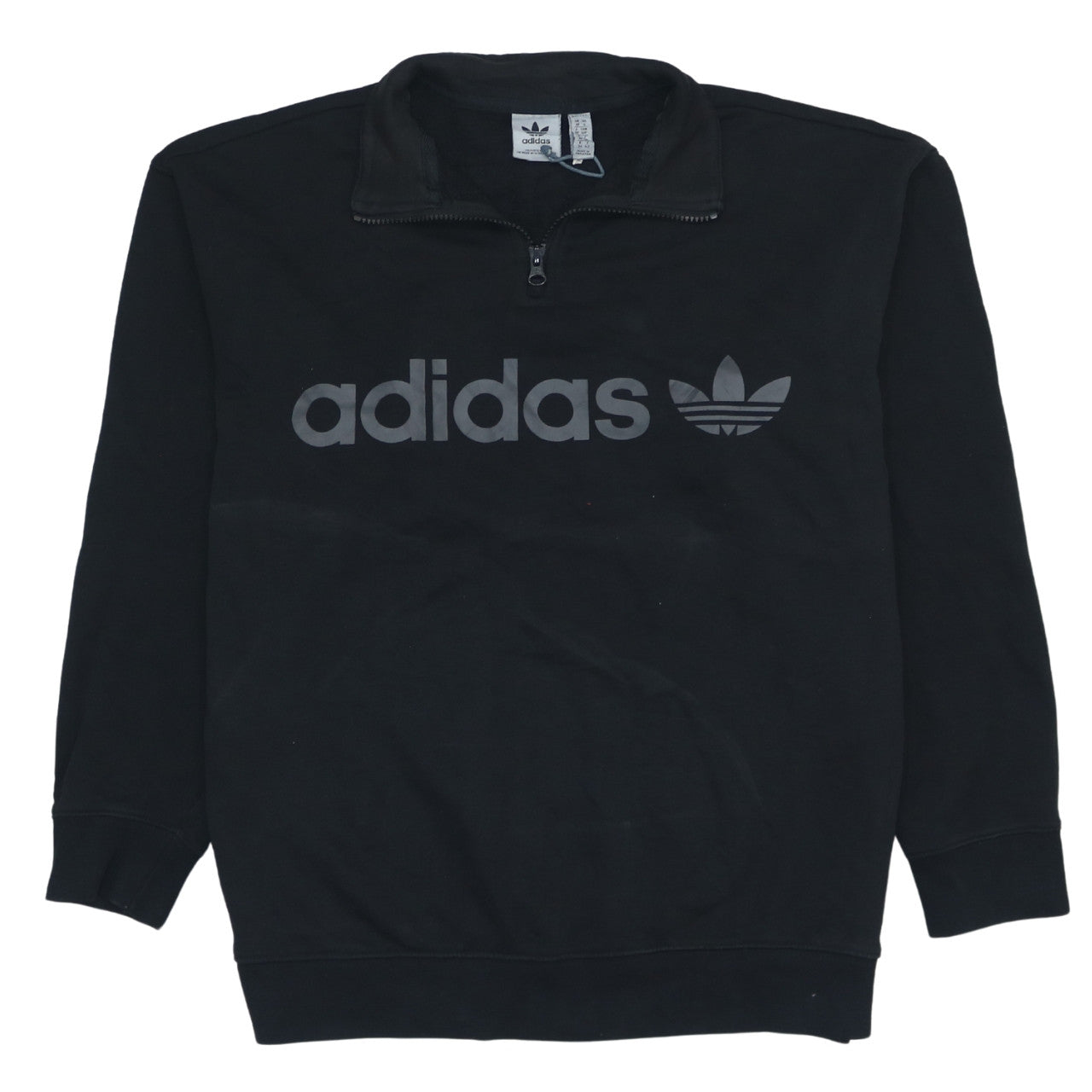Adidas Men's Black 1/4 Zip Logo Sweatshirt Size S