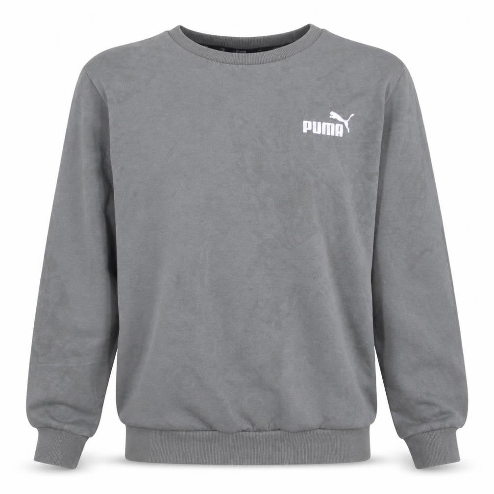 Front view of Puma Men's Grey Crew Neck Pullover Sweatshirt, size M, Classic Fit