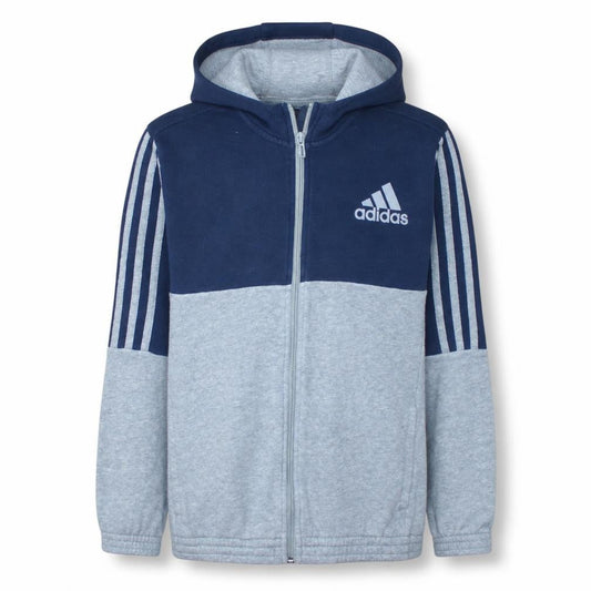 Adidas Boys Blue Grey Full Zip Hoodie 13-14 Years Classic Hooded Sweatshirt