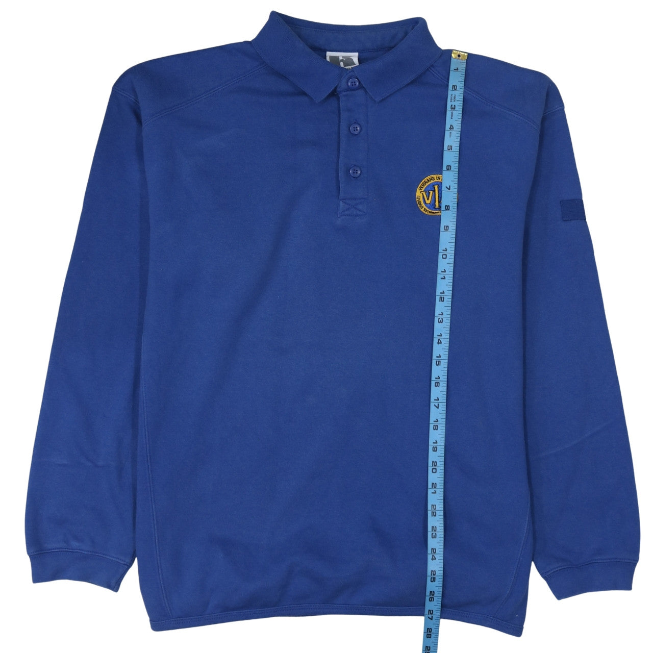 Russell Blue Men’s Long Sleeve Polo Shirt Size L Embroidered Logo