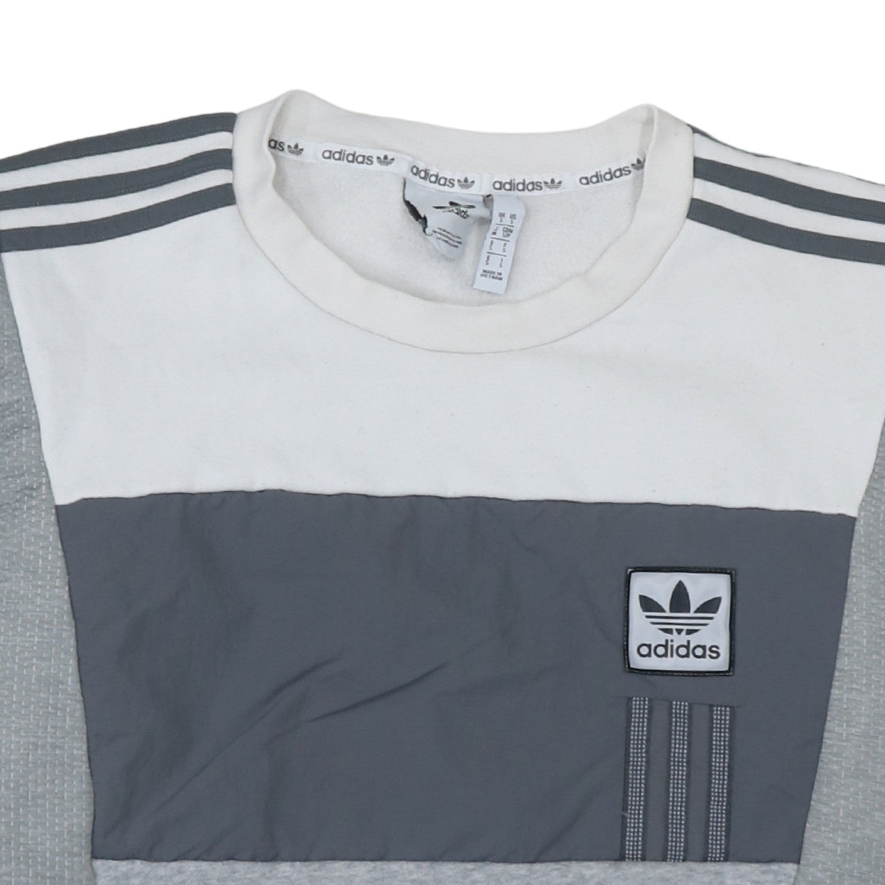 Adidas Men's Grey Crew Neck Zip Pocket Pullover Sweatshirt Size S