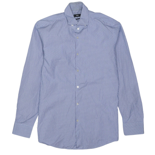 Hugo Boss Men's Blue Striped Slim Fit Long Sleeve Shirt Size L