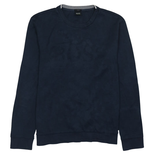 Hugo Boss Men's Blue Slim Fit Crew Neck Logo Sweatshirt XL