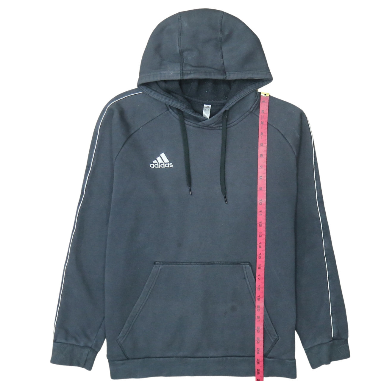 Adidas Mens Black Pullover Hoodie L Logo Fleece Sportswear