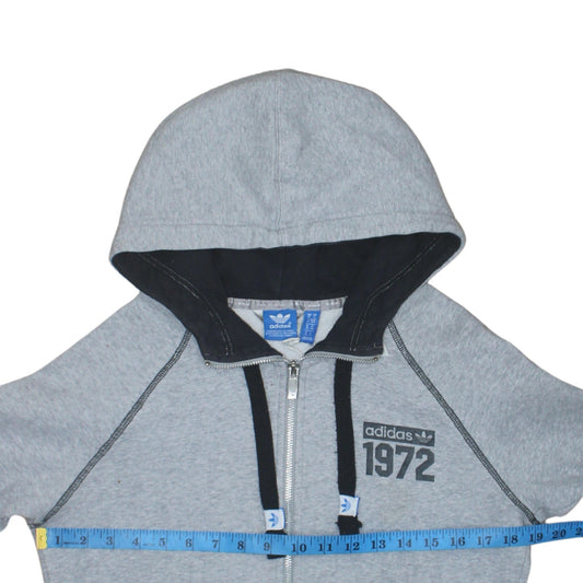 Adidas Women Grey Full Zip Hoodie Size 8 Classic Logo 1972 Design