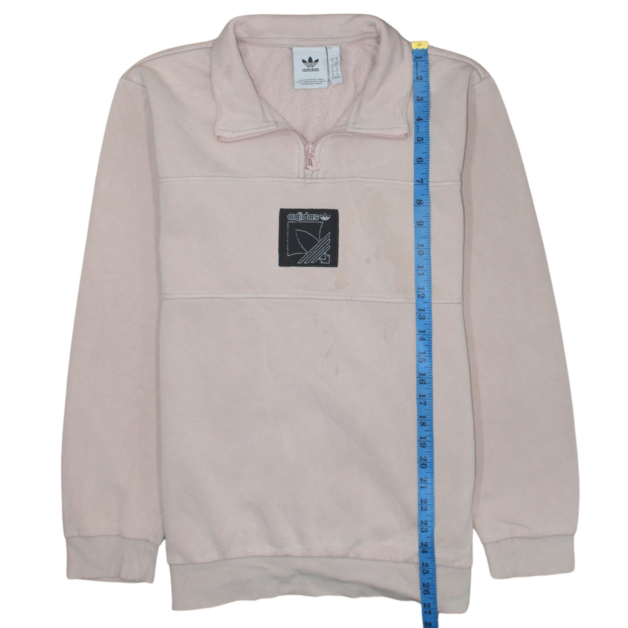 adidas Men Pink 1/4 Zip Fleece Sweatshirt Medium Regular Fit