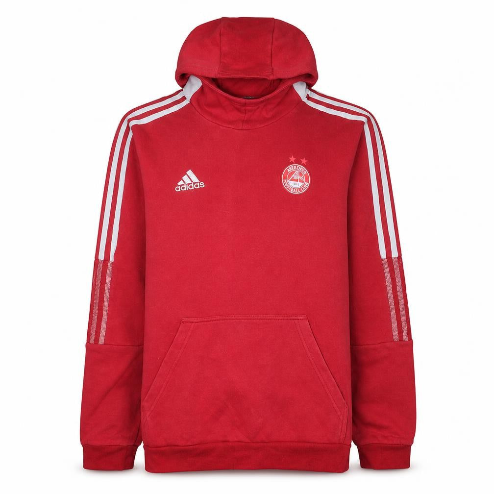 Front view of Adidas Men’s Red Aberdeen FC Pullover Hoodie Medium Fleece Sportswear