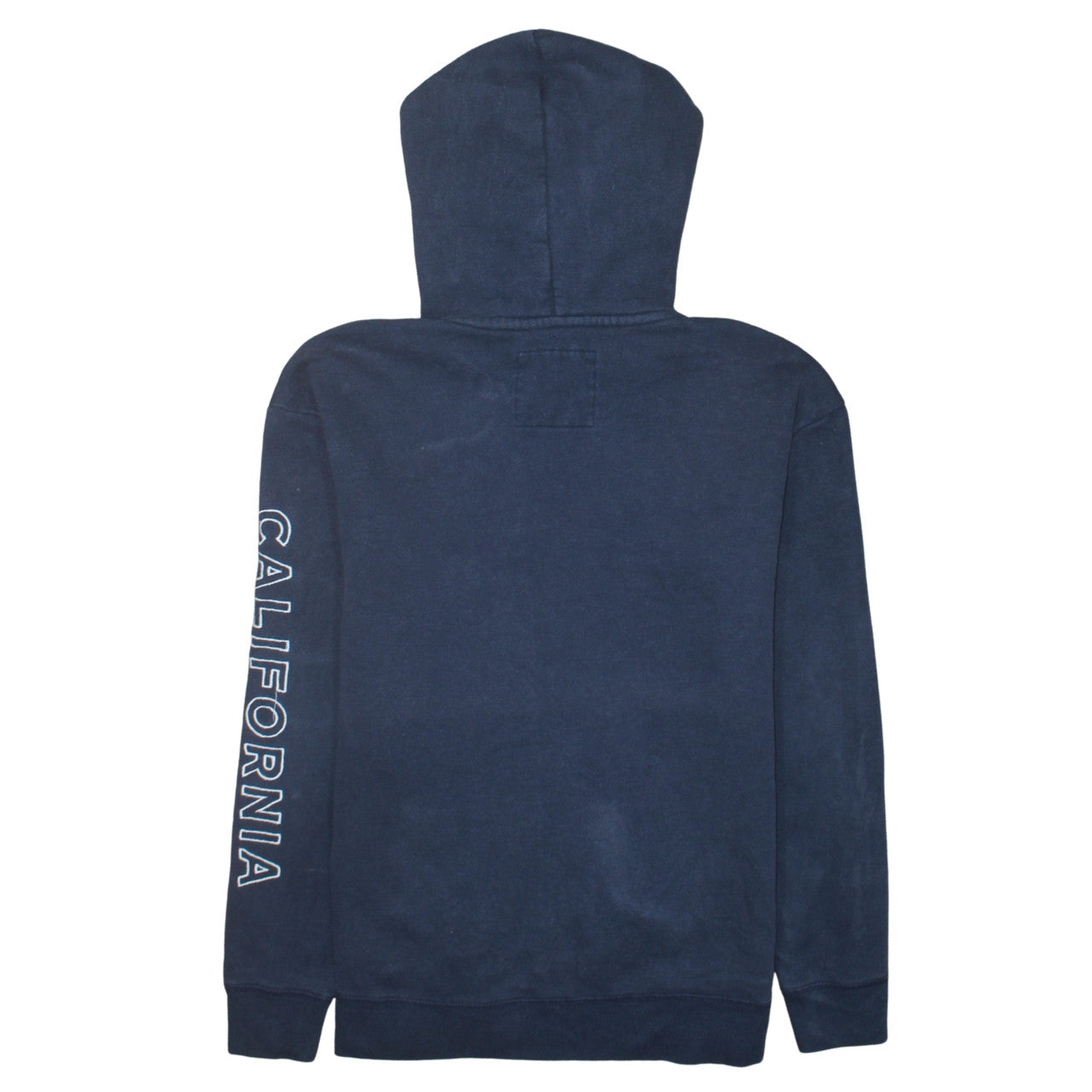 Hollister Men’s Blue Pullover Hoodie Medium Logo Print Fleece