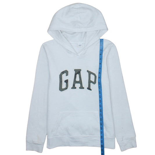 GAP Women White Pullover Hoodie M Cotton Blend Logo