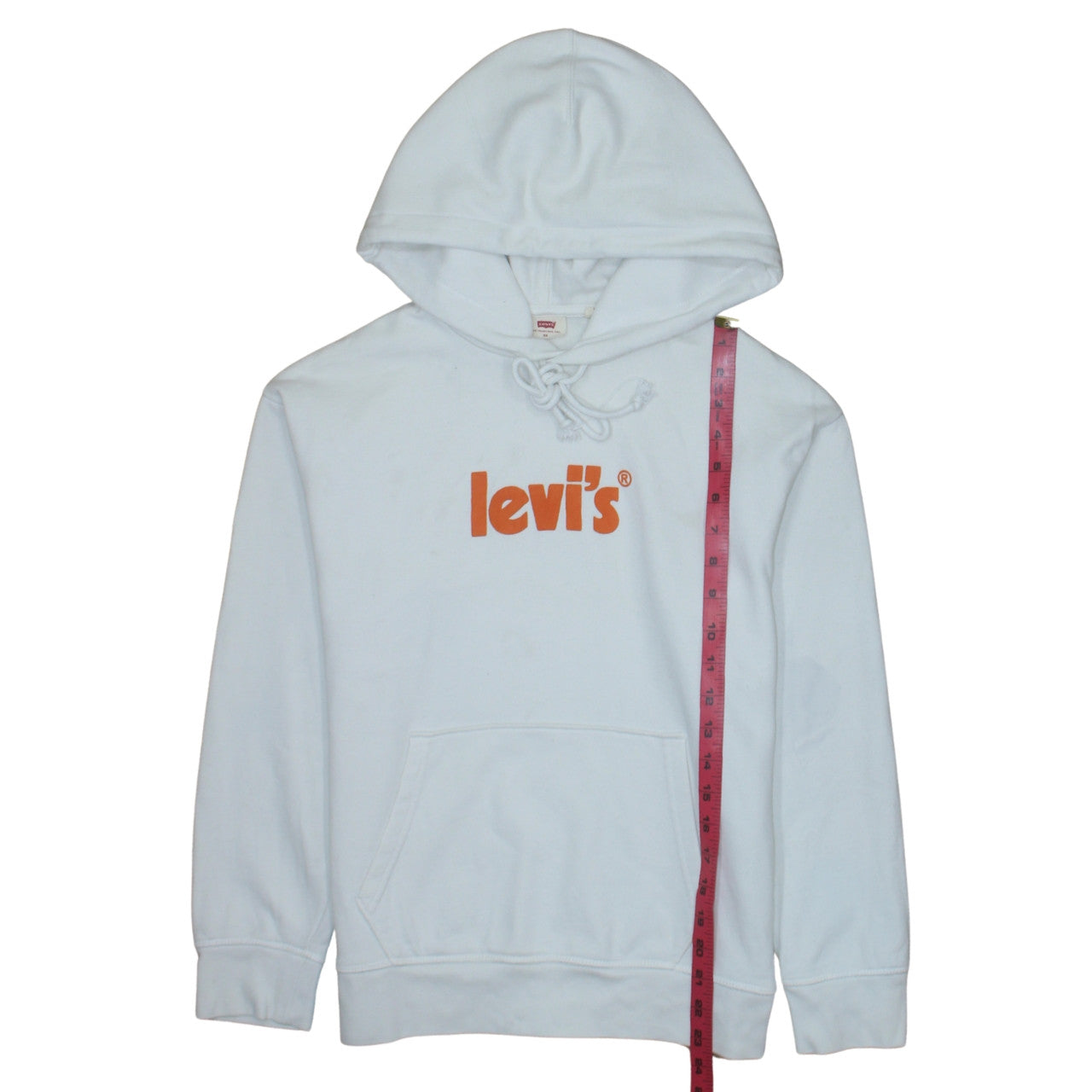 Levi's Womens White Pullover Hoodie XS Logo Cotton Fleece Casual
