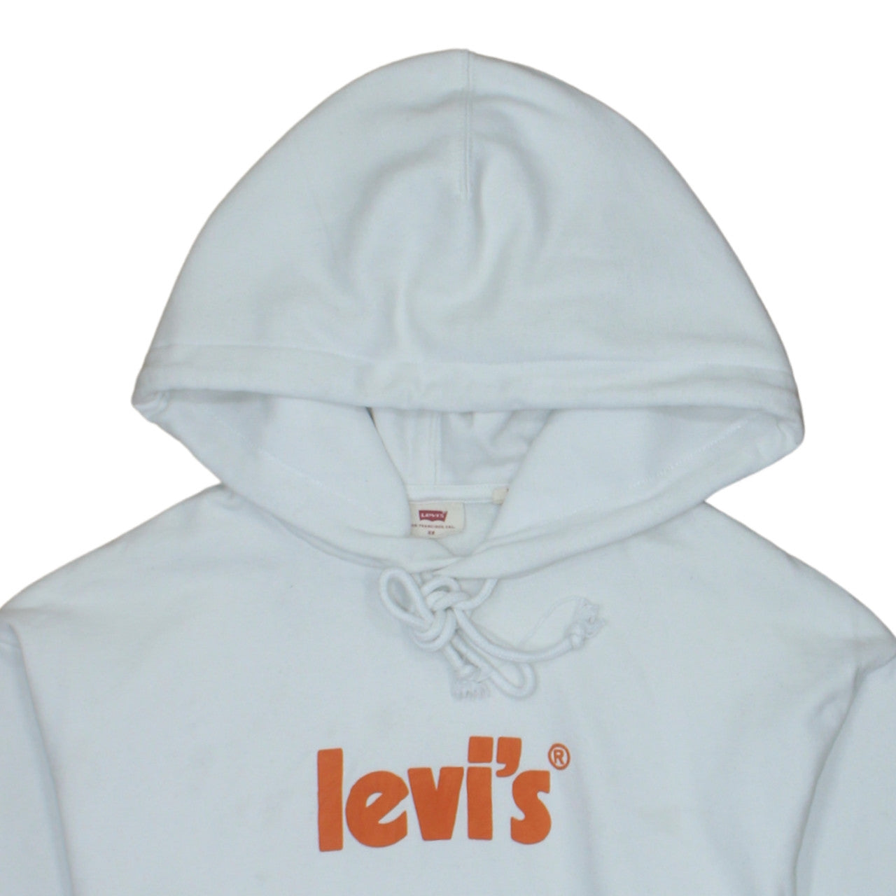 Levi's Womens White Pullover Hoodie XS Logo Cotton Fleece Casual