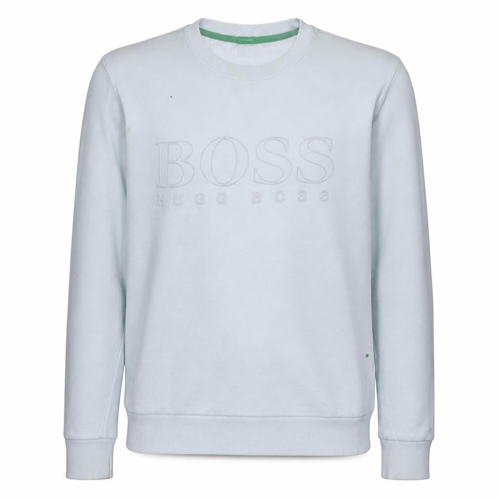 Hugo Boss Men's White Slim Fit Crew Neck Logo Sweatshirt S