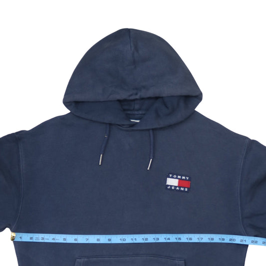 Tommy Jeans Mens Blue Pullover Hoodie Small Logo Fleece Sweatshirt