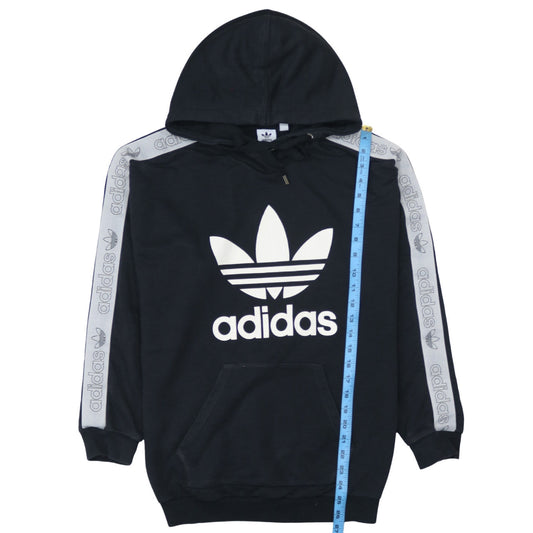 Adidas Womens Black Logo Pullover Hoodie Size 12 Hooded Sweatshirt