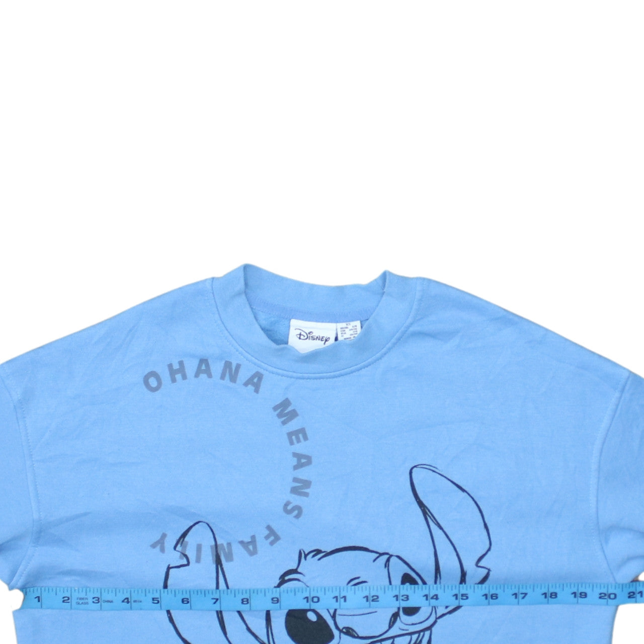 Disney Women Blue XS Stitch Pullover Sweatshirt Ohana Means Family
