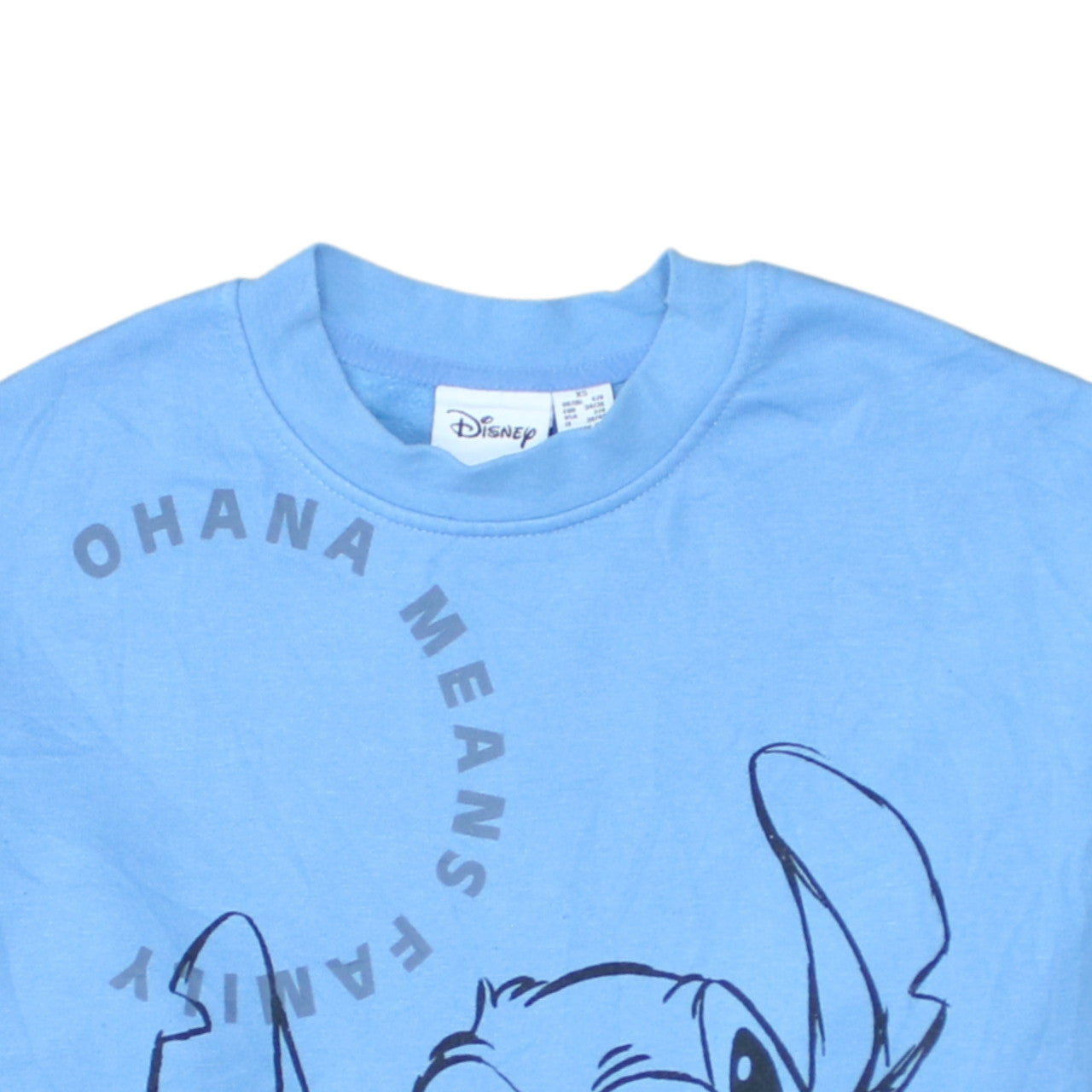 Disney Women Blue XS Stitch Pullover Sweatshirt Ohana Means Family