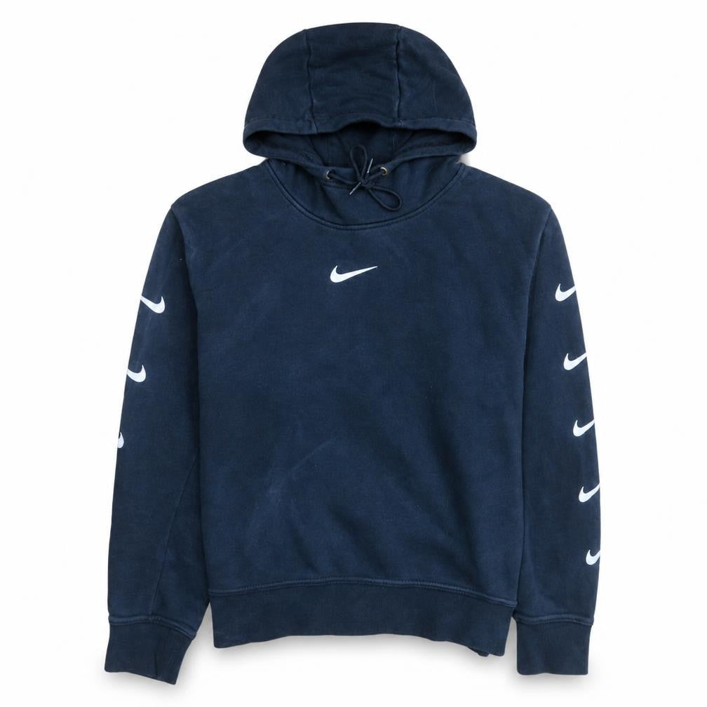 Nike Women's Navy Blue Hooded Pullover Sweatshirt L Logo Print