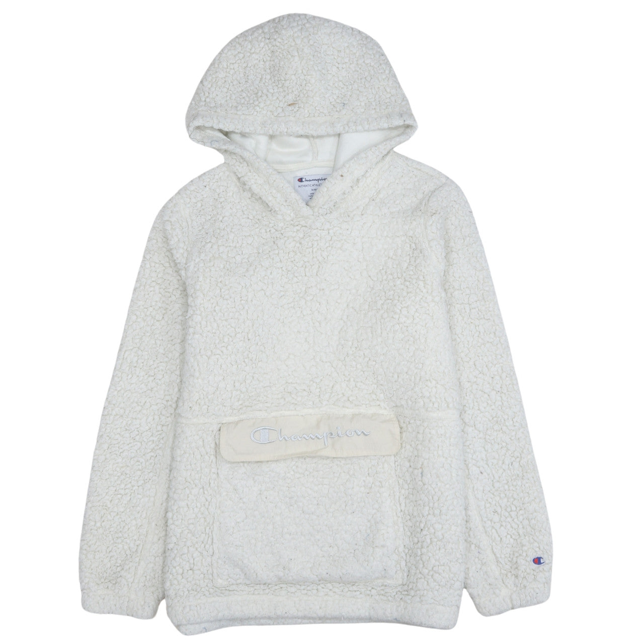 Champion Women’s Ivory Sherpa Pullover Hoodie Size M Fleece Lined Casual