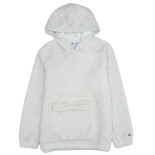 Champion Women’s Ivory Sherpa Pullover Hoodie Size M Fleece Lined Casual