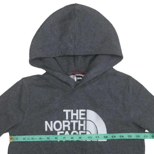 The North Face Boys Grey Pullover Hoodie L Logo Graphic Cotton Blend