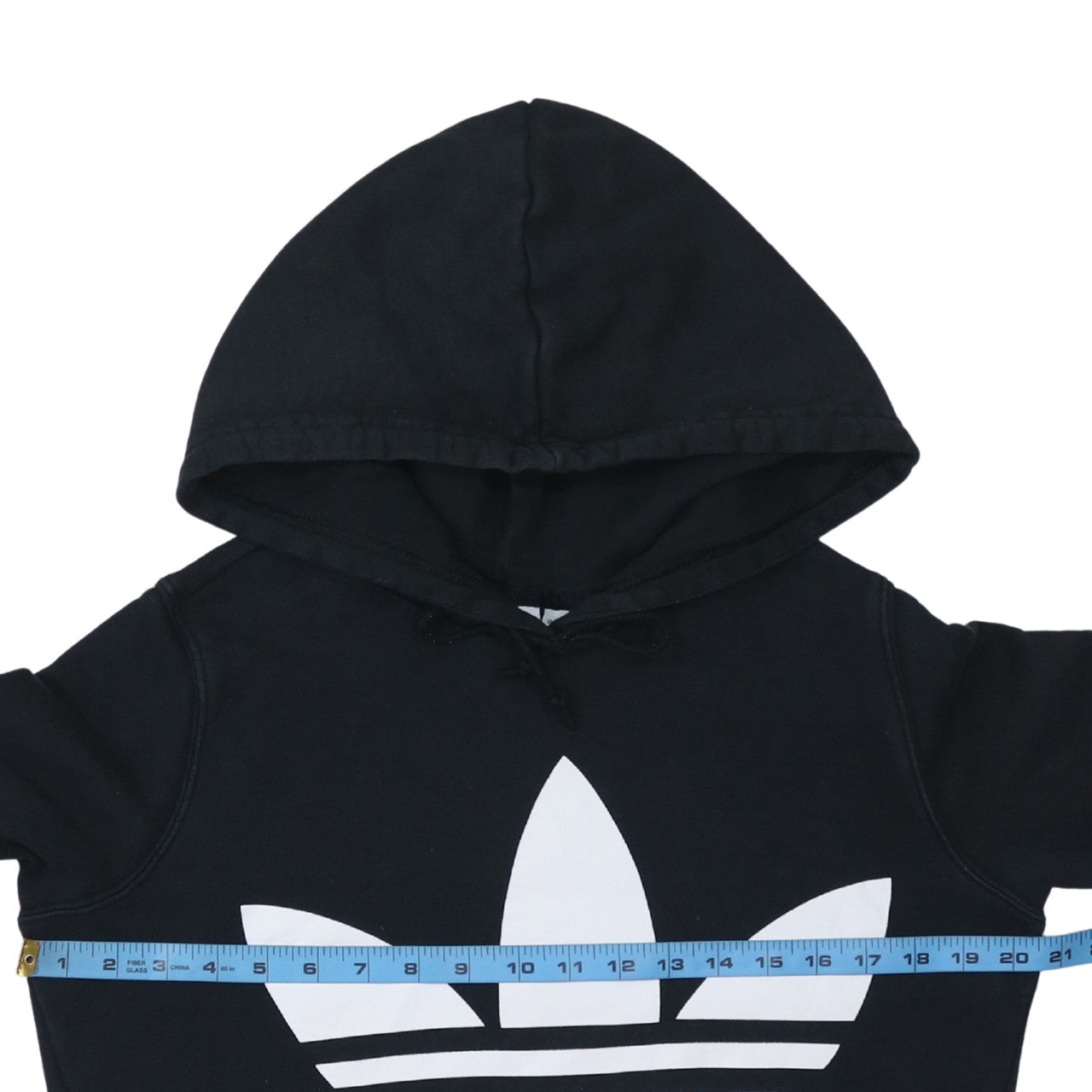 Adidas Womens Black Hoodie Size 8 Pullover Trefoil Logo Sweatshirt