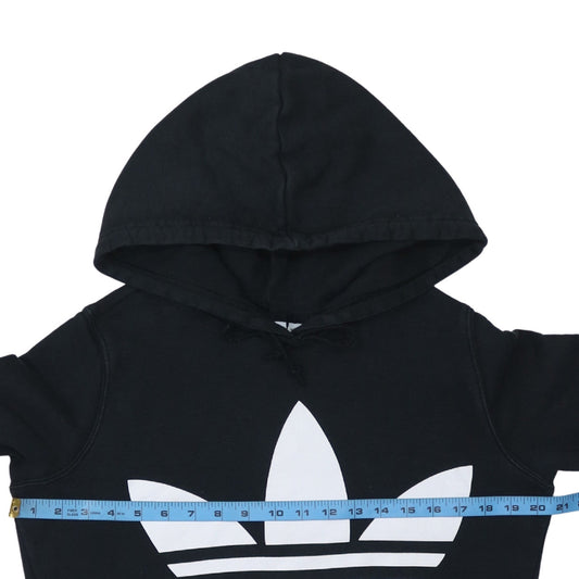 Adidas Womens Black Hoodie Size 8 Pullover Trefoil Logo Sweatshirt