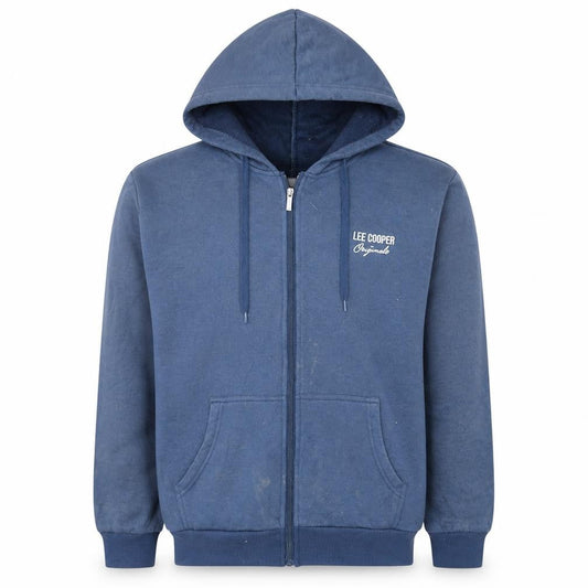 Lee Cooper Men Blue Full Zip Hoodie Size M Regular Fit