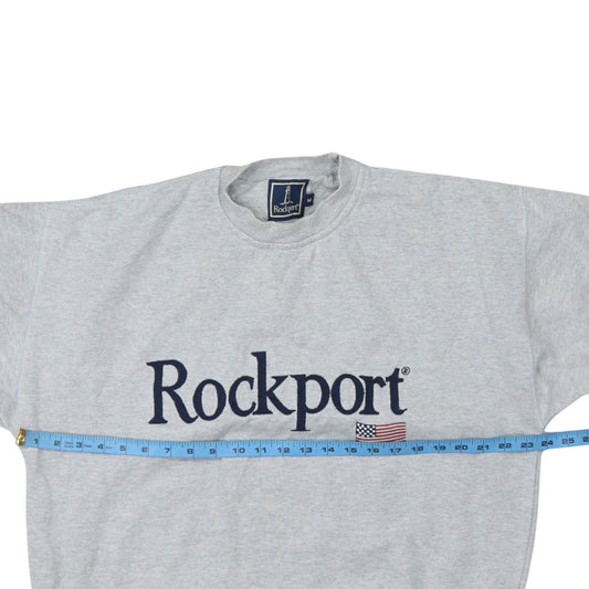 Rockport Men's Grey Crew Neck Embroidered Logo Cotton Sweatshirt M